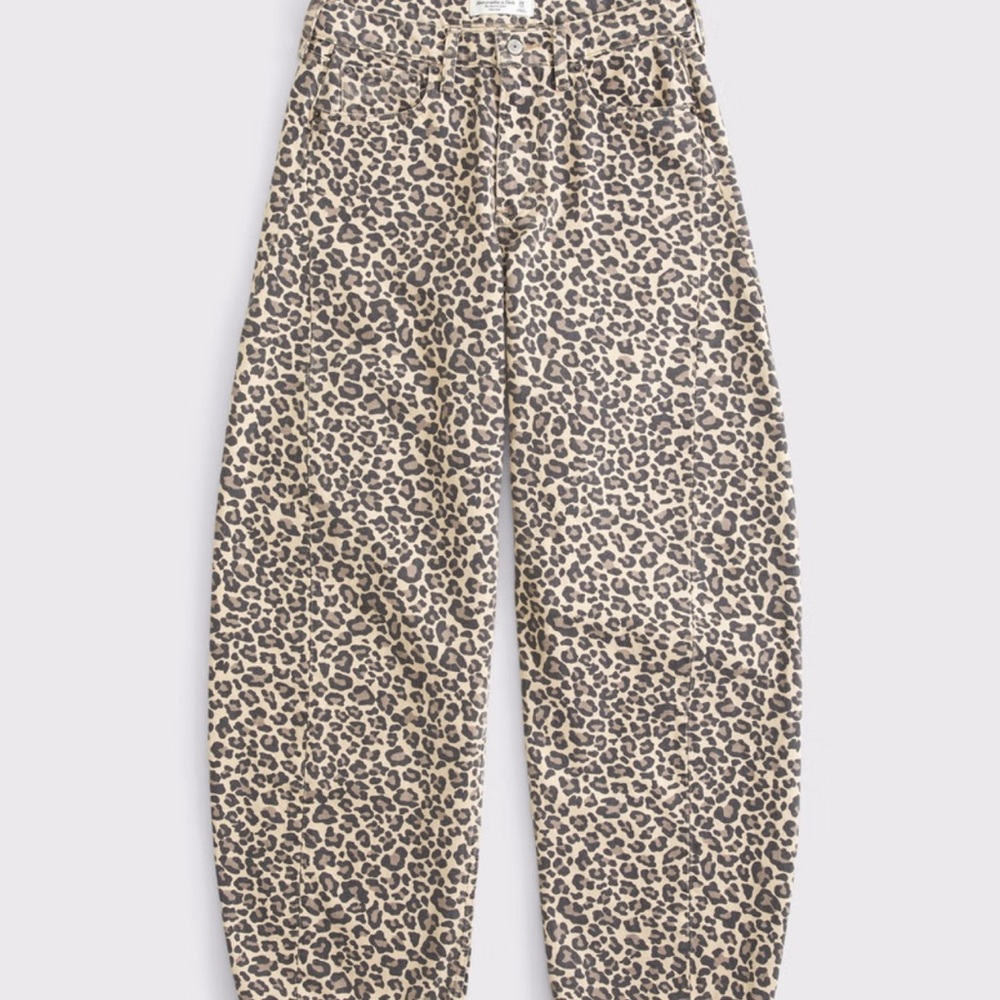 Leopard Print Barrel Jeans
